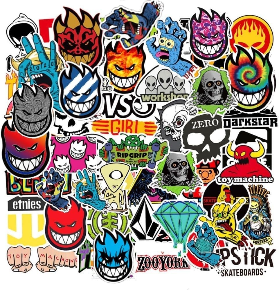 100Pcs Skateboard Stickers Cool Waterproof Stickers for Laptop Water Bottle S…