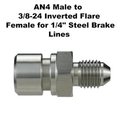 4AN Male to 3/8-24 Inverted Flare Female Adapter for 1/4″ 4AN to 3/8×24 – 1PC