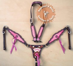 Western Tack Set Horse | Pink Gator Gambler Tooling Tack Set Cob Size