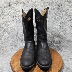 Tony Lama Mens Sz 10 Black Leather Western Mid Calf Cowboy Pull On BiuRite Boots