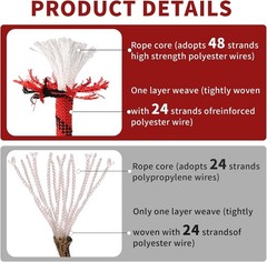 Arborist Rope 5/8in Climbing Rope 100ft Load Capacity Polyester Red