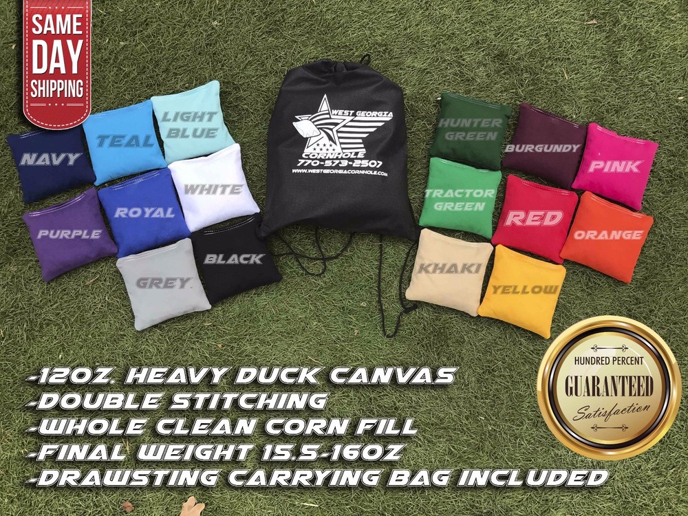 FREE SHIPPING! Set of 8 6″x6″ Premium Solid Color Corn Filled Cornhole Toss Bags