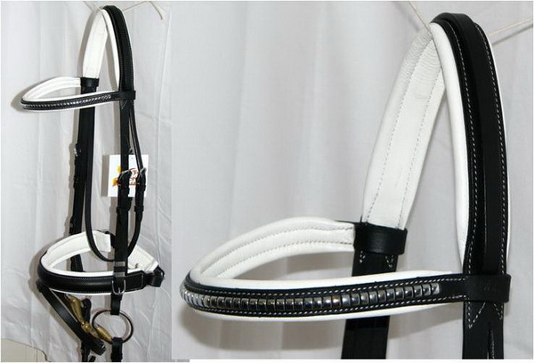 FSS German POSH Comfort FANCY SILVER White Padded CLINCHER Crank Bridle Rein NEW