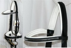 FSS German POSH Comfort FANCY SILVER White Padded CLINCHER Crank Bridle Rein NEW