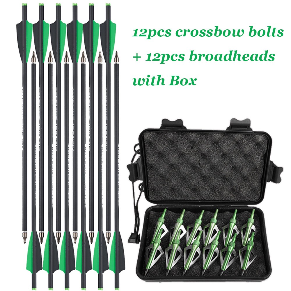 Hunting 20 in Carbon Crossbow Bolts Crossbow Arrows with/or 100 Grain Broadheads