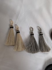4 Horse Hair Tassels w/ Loop Blonde and Gray Plus Chestnut & Black Loose Bundles