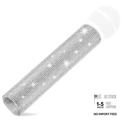 Mic Not Include Rhinestones Microphone Sleeve, Crystal Wireless Mic Silver