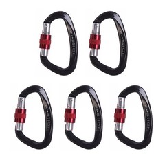 5Pcs Black 25KN D Shape Duty Screwgate Locking Carabiner For Climbing Caving eq