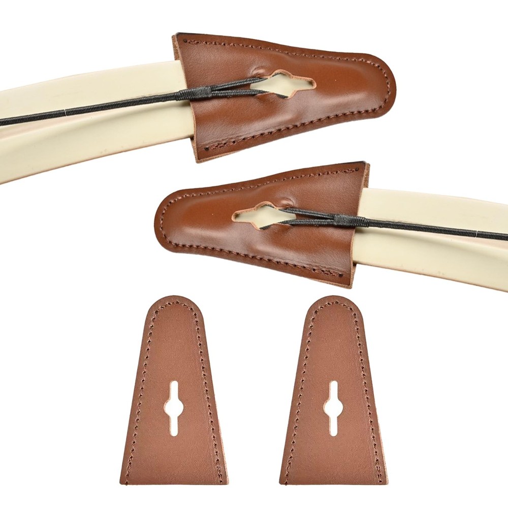 KURUGEILI 2pcs Archery Recurve Bow Limb Protector Leather Tip Guard Brown