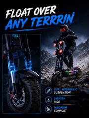 GleeRide A7 Max 10000W Dual Motor Electric Scooter 72V50A Off Road E-Scooter..