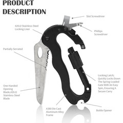 Multitool Carabiner with Pocket Knife Keychain Clip Screwdriver Bottle Opener US
