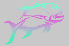 Handmade Fishing Vinyl Decal – Ulua / Giant Trevally 5 x 3.5″, 9 Color Choices!