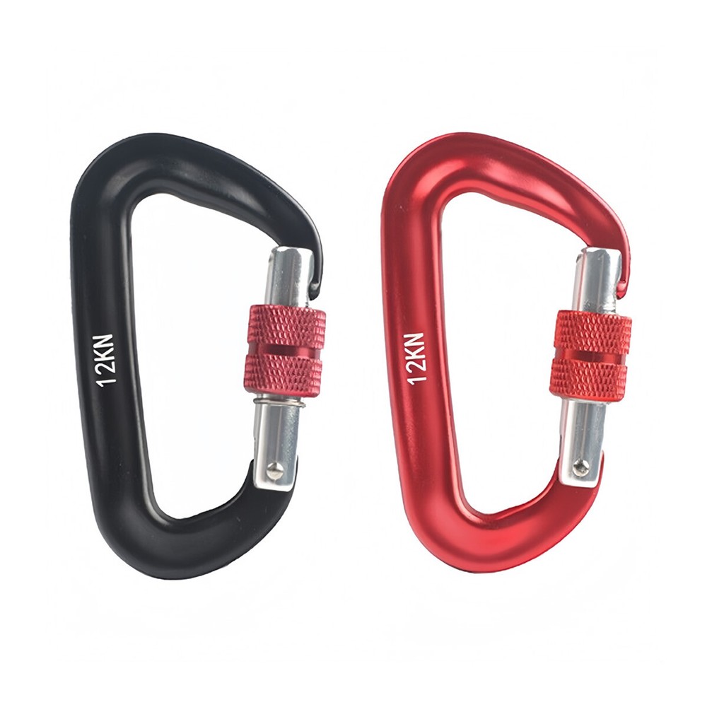 2/4Pack Twist Locking Carabiner Clips Heavy Duty 12 KN D Lock Aluminum Carabiner