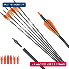 Carbon Arrow Hunting Arrows 26 28 30 Inch with 100 Grian Removable Tips for Comp