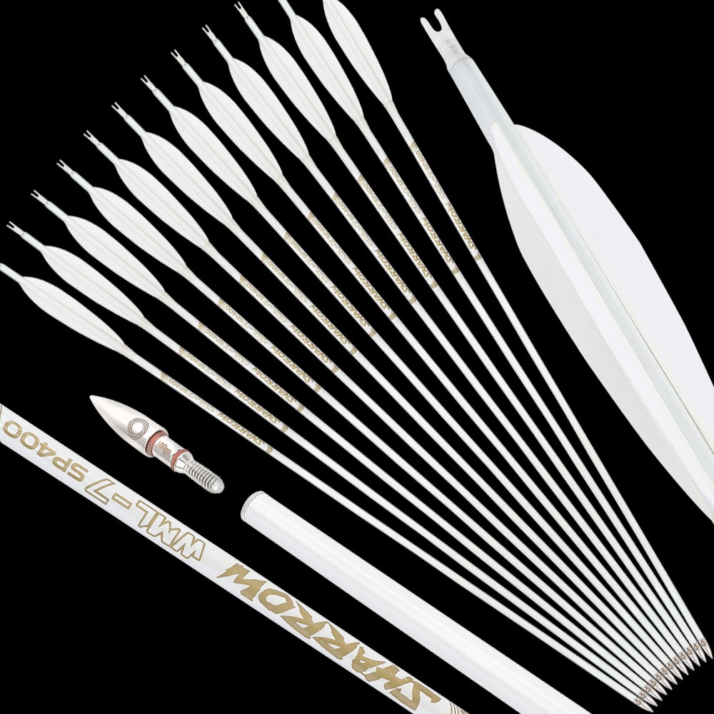 6X 32″ Pure Carbon Arrows SP500 Archery 5» Feather Recurve Bow Hunting +/-.003″