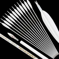 6X 32″ Pure Carbon Arrows SP500 Archery 5» Feather Recurve Bow Hunting +/-.003″