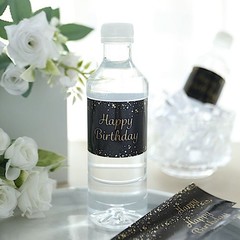 24 Black Gold Happy Birthday Stickers Party Water Bottle Labels Party Events