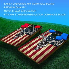 C201 Flag Deer Cornhole Board Wrap LAMINATED Wraps Decals Vinyl Sticker