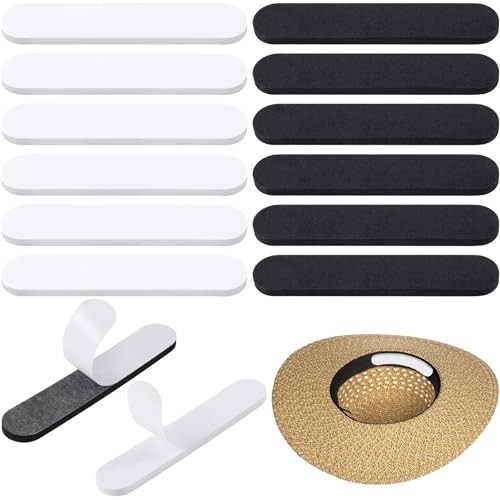 12 Pcs Hat Size Reducer, Self-Adhesive Foam Hat Sizing Black, White,12pcs