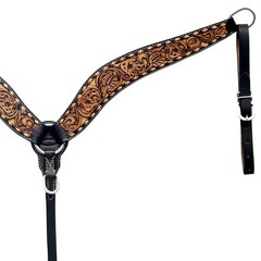 Western Headstall and Breast Collar Set HILASON Tooled Leather Horse Bridle Tack
