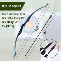 30/40lbs Archery Adult Recurve Bow Takedown Arrows Quiver Right Hand Hunting
