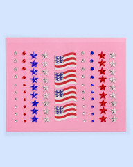 80PCS USA Face Gems Red White Blue Rhinestone Stickers Party Decor