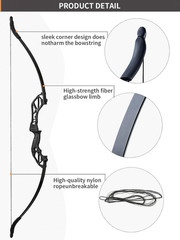 Right-Hand Archery Takedown Recurve Bow 30/40Lbs with Arrow Sight & Brush