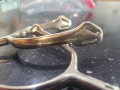 Herm Sprebger Balkenhol 40mm #6 Rowel Rounded Neck Spurs, German Silver & straps