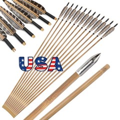 12X 33″ Archery Bamboo Arrows 5″ Feather Longbow Recurve Bow Hunting Shooting