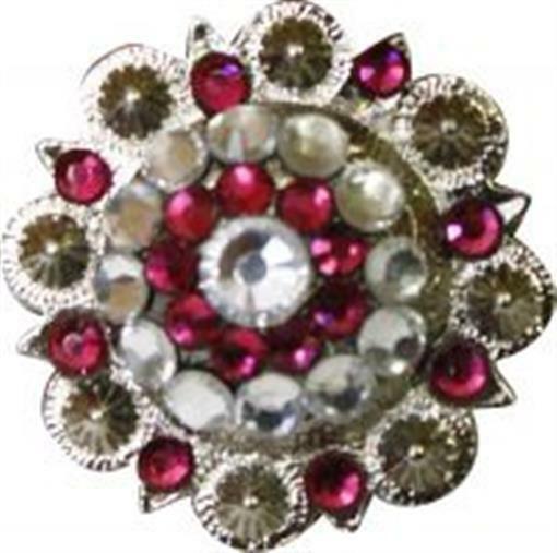 Showman Silver Concho w/ Pink & Clear Crystal Rhinestones