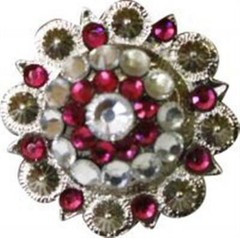 Showman Silver Concho w/ Pink & Clear Crystal Rhinestones