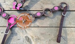 Western Leather Tack Set For Horse | Pink Ring Tack Set With Barided