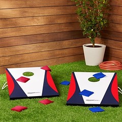 Amazon Basics Portable Cornhole Set Outdoor Game Bean Bag Toss w/ Carry Bag