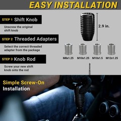 Premium 100% Real Carbon Fiber Shift Knob – 4 Metal Threaded Adapters, 4 5 6 …