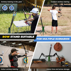 Bow Stand, Foldable and Portable Stand for Compound Bow with Quiver (Hold 30-40