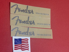3 Pieces Rub-on Metal Guitar Logo Decal Sticker For Fender TELECASTER Free flag