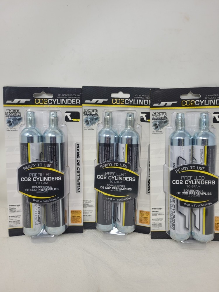 6 JT Prefilled C02 Cylinders 90gram Paintball Tank Threaded 3-2 Pack New Sealed