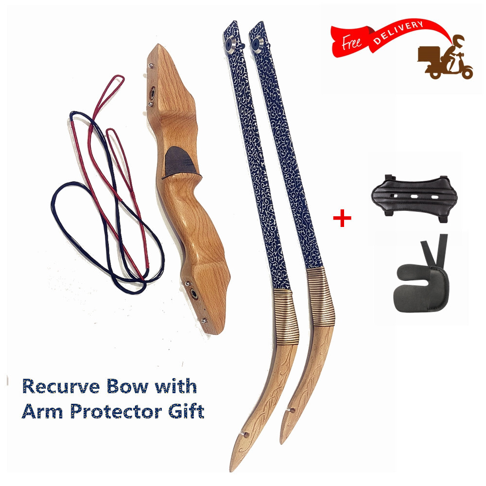 Hunting Archery 54in Takedown Recurve Bows 35/40/45lbs RH Wooden Bow w/ Leather