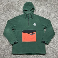 All Good Anorak Spray Jacket Olive Green Orange Pullover Fleece Men XL READ