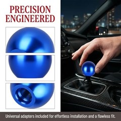 Car Round Ball Gear Shift Knob, Aluminum Alloy Vehicle Manual Automatic Blue