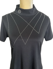 MONTAR Equestrian Black Bling Top Size XL Show Shirt