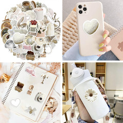 Cute White Aesthetic Waterproof Stickers Pack, 50 Pcs for Kids Teens Adults