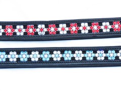 FSS Red Siam Aquamarine Blue FLOWER Rhinestone BLING Crystal Padded BROWBAND NEW