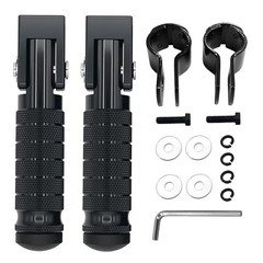 M8 Anti-Skid CNC Universal Motorcycle Foot Pegs Degree Foldable Footpegs Black