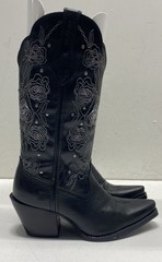 Durango Women’s 13″ Rosewood Black Floral Embroidered Western Boots Size 6M