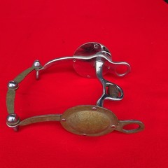 Crown Western German Silver Port Bit w/ Engraved Cheeks Brass Floral Conchos