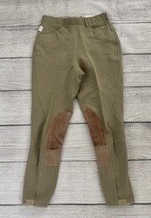THE TAILORED SPORTSMAN Trophy Hunter Womens Sz 28 Long Khaki Knee Patch Breeches