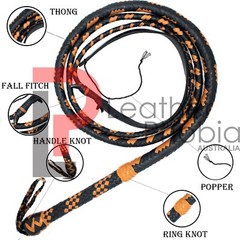 Kangaroo Hide Stock Whip 04 to 12 Feet Long Custom 16 Plaited Bull Whip Handmade