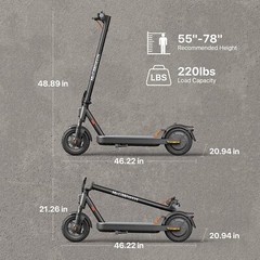 600W/367W Adult Electric Scooter 10″ Tires Long Range E-Scooter CityCommuter APP