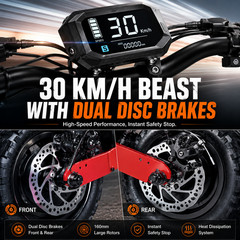 1200W Dual-Motor 48V 21Ah Adult Electric Scooter with Dual Suspension and Brakes